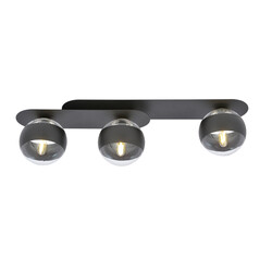 Emibig Randers elegante zwarte triple ovalen plafondlamp met 3 gestreepte glazen bollen E14