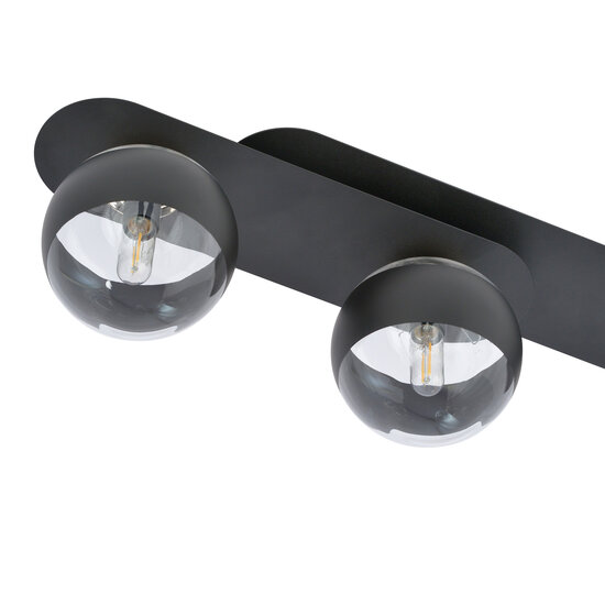 Randers elegant black triple oval ceiling lamp with 3 striped glass bulbs E14