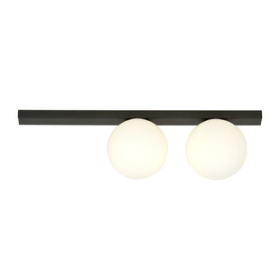 Lámpara de techo Aalborg mediana negra con 2 bombillas blancas E14