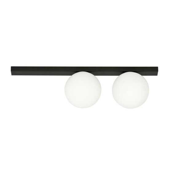 Emibig Emibig Aalborg medium plafondlamp zwart met 2 witte bollen E14 - Perfect voor moderne interieurs