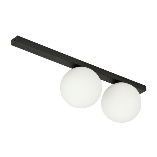 Aalborg medium ceiling lamp black with 2 white bulbs E14