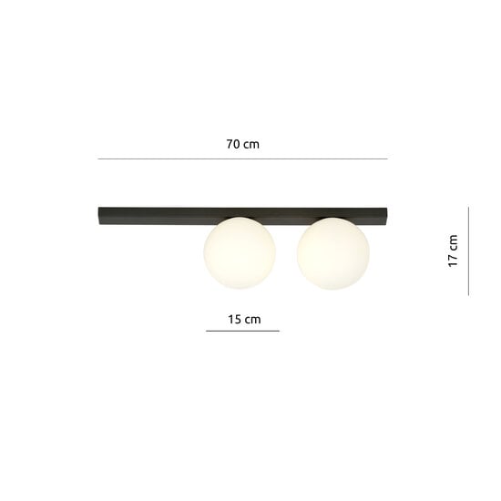 Emibig Emibig Aalborg lámpara de techo mediana negra con 2 bombillas blancas E14 - Ideal para interiores modernos