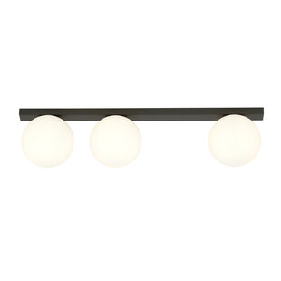 Aalborg lange plafondlamp zwart met 3 witte bollen E14
