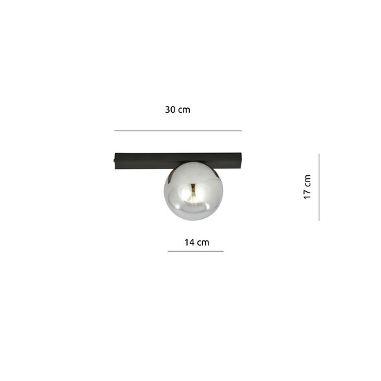 Aalborg beautiful black ceiling lamp with smoked bulb E14