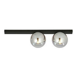 Emibig Aalborg mooie medium zwarte plafondlamp met 2 gerookte bollen E14