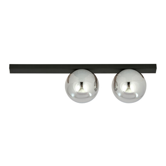 Aalborg mooie medium zwarte plafondlamp met 2 gerookte bollen E14