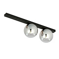 Aalborg mooie medium zwarte plafondlamp met 2 gerookte bollen E14