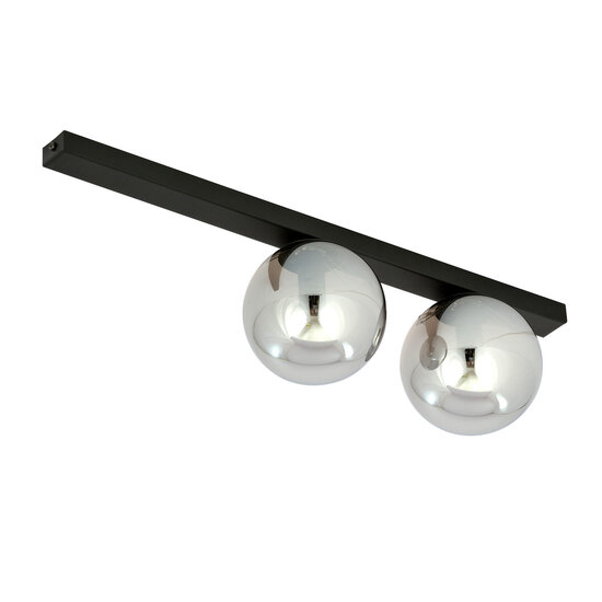Aalborg beautiful medium black ceiling lamp with 2 smoked bulbs E14