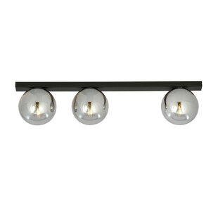 Emibig Aalborg mooie lange zwarte plafondlamp met 3 gefumeerde bollen E14