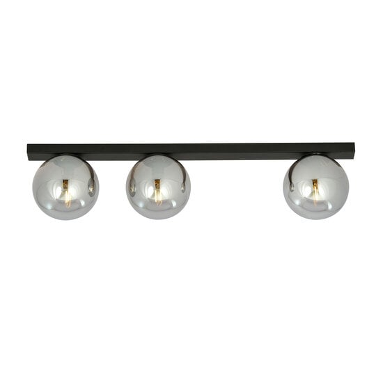 Emibig Emibig Aalborg hermosa lámpara de techo negra larga con 3 bombillas ahumadas E14 - Ideal para interiores modernos