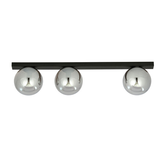 Emibig Emibig Aalborg belle longue lampe de plafond noire avec 3 ampoules fumées E14 - Idéale pour les intérieurs modernes