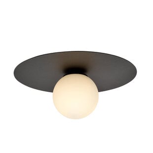 Emibig Lampe de plafond Esbjerg noire avec ampoule en verre opale blanche E14