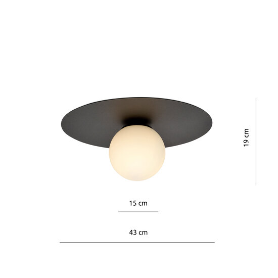 Esbjerg ceiling lamp black with white opal glass bulb E14