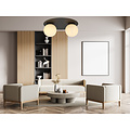 Plafonnier double Esbjerg noir avec 2 ampoules en verre opale blanc E14