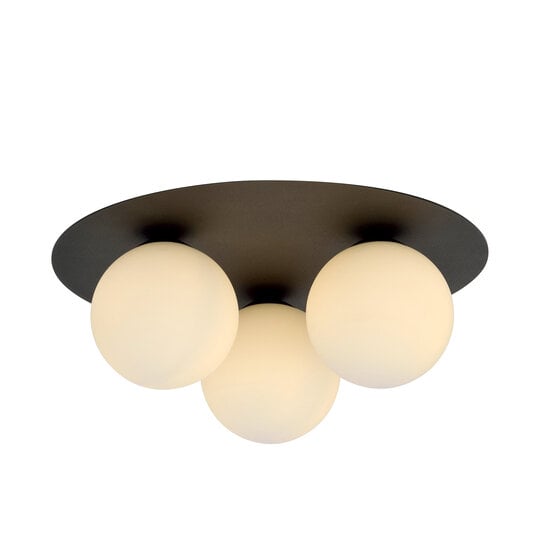 Emibig Emibig Lámpara de techo triple Esbjerg negra con 3 bombillas de vidrio opal blanco E14 - Iluminación perfecta para cualquier espacio