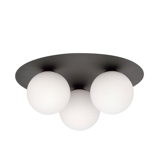 Emibig Emibig Lámpara de techo triple Esbjerg negra con 3 bombillas de vidrio opal blanco E14 - Iluminación perfecta para cualquier espacio