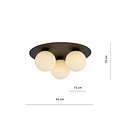 Plafonnier triple Esbjerg noir avec 3 ampoules en verre opale blanc E14