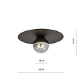 Esbjerg zwarte plafondlamp zwart met gerookt glas bol E14