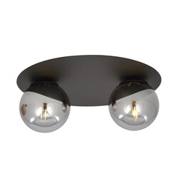 Esbjerg zwarte dubbele plafondlamp met 2 gefumeerde bollen E14
