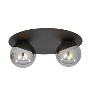 Esbjerg lampe de plafond double noire avec 2 ampoules fumées E14