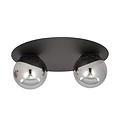 Esbjerg black double ceiling lamp with 2 fumed bulbs E14