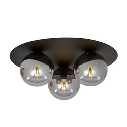 Emibig Esbjerg black triple ceiling lamp with 3 smoked bulbs E14