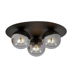 Emibig Esbjerg zwarte triple plafondlamp met 3 gerookte bollen E14