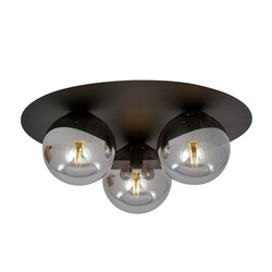 Plafonnier triple noir Esbjerg avec 3 ampoules fumées E14