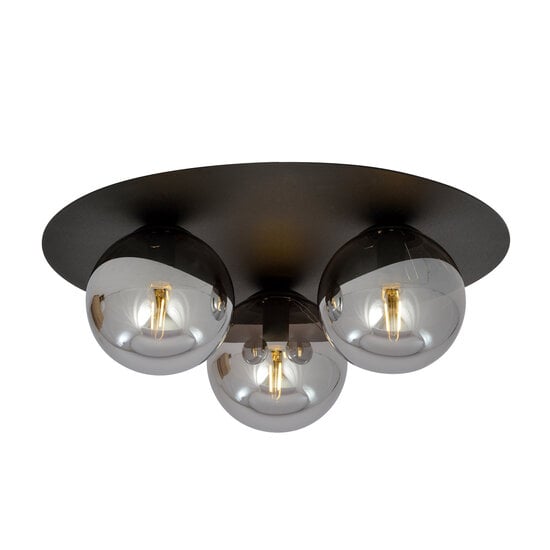Emibig Emibig Lámpara de techo triple negra Esbjerg con 3 bombillas ahumadas E14 - Iluminación elegante para cualquier interior