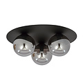 Esbjerg black triple ceiling lamp with 3 smoked bulbs E14