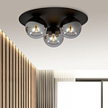 Plafonnier triple noir Esbjerg avec 3 ampoules fumées E14