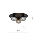 Plafonnier triple noir Esbjerg avec 3 ampoules fumées E14