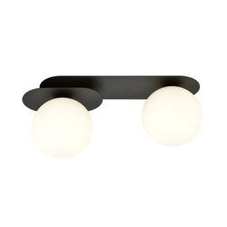 Randers double oval ceiling lamp black with 2 white glass bulbs E14