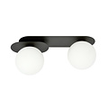 Randers double oval ceiling lamp black with 2 white glass bulbs E14
