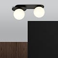 Emibig Emibig Randers lámpara de techo ovalada doble negra con 2 bombillas de vidrio blanco E14 - Iluminación perfecta para cualquier espacio