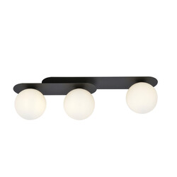 Emibig Randers triple oval ceiling lamp black with 3 white glass bulbs E14