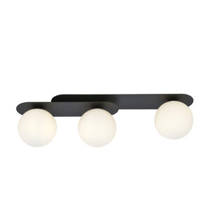 Randers triple ovalen plafondlamp zwart met 3 witte glazen bollen E14