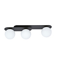 Randers triple oval ceiling lamp black with 3 white glass bulbs E14