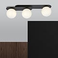 Emibig Emibig Lámpara de techo ovalada triple negra con 3 bombillas de vidrio blanco E14 - Perfecta para interiores modernos