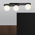 Randers triple oval ceiling lamp black with 3 white glass bulbs E14