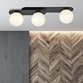 Randers triple oval ceiling lamp black with 3 white glass bulbs E14