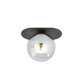 Randers zwarte ovale plafondlamp met gerookte glazen bol E14