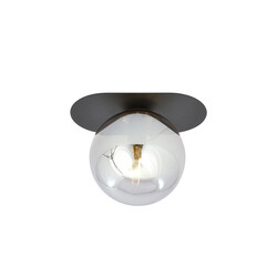 Emibig Randers black oval ceiling lamp with smoked glass ball E14
