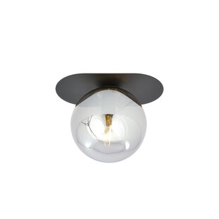 Randers black oval ceiling lamp with smoked glass ball E14