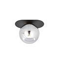 Randers zwarte ovale plafondlamp met gerookte glazen bol E14