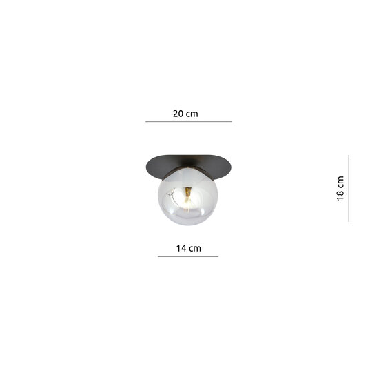 Emibig Emibig Randers black oval ceiling lamp with smoked glass ball E14 - Perfect lighting for any space