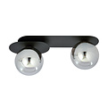 Emibig Emibig Randers zwarte dubbele ovalen plafondlamp met 2 gefumeerde glazen bollen E14 - Creëer een sfeervolle ambiance in uw ruimte