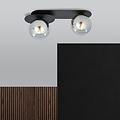 Randers black double oval ceiling lamp with 2 fumed glass bulbs E14