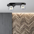 Emibig Emibig Randers zwarte dubbele ovalen plafondlamp met 2 gefumeerde glazen bollen E14 - Creëer een sfeervolle ambiance in uw ruimte