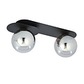 Randers black double oval ceiling lamp with 2 fumed glass bulbs E14